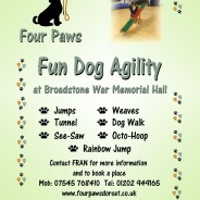 Four Paws, Fun Dog Agility Classes. New Classes starting at Broadstone War Memorial Hall …